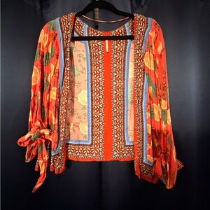 Free People Orange Floral Blouse